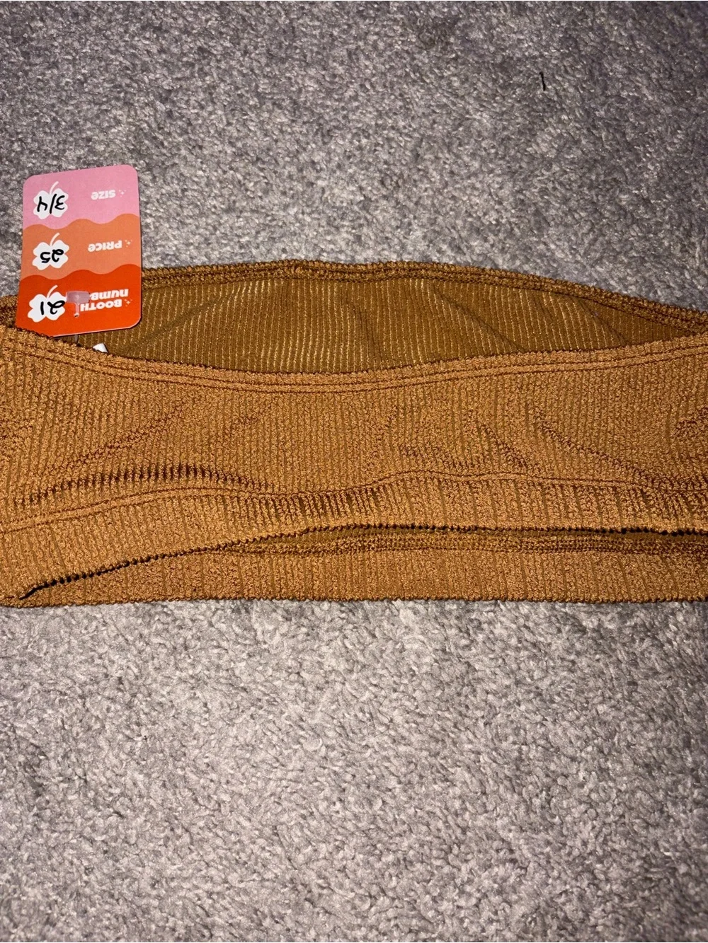 Good American Ribbed Bandeau Tube Top Earth Tone Size 3/4 GSW0174